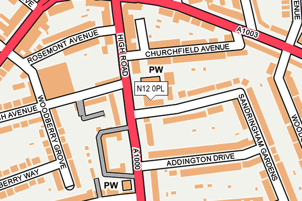 N12 0PL map - OS OpenMap – Local (Ordnance Survey)