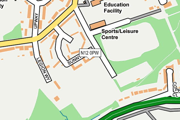 N12 0PW map - OS OpenMap – Local (Ordnance Survey)