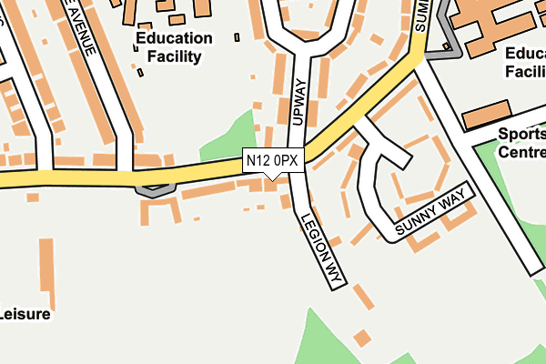 N12 0PX map - OS OpenMap – Local (Ordnance Survey)