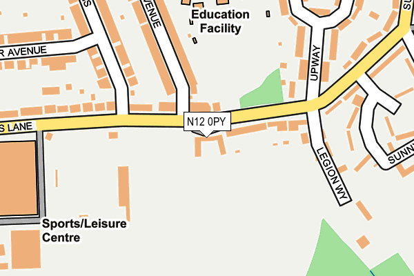 N12 0PY map - OS OpenMap – Local (Ordnance Survey)