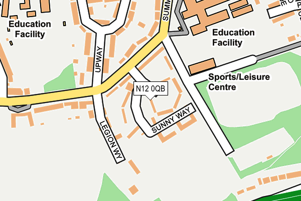 N12 0QB map - OS OpenMap – Local (Ordnance Survey)