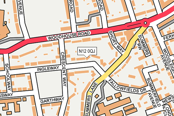 N12 0QJ map - OS OpenMap – Local (Ordnance Survey)