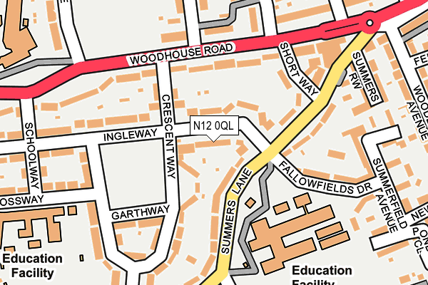 N12 0QL map - OS OpenMap – Local (Ordnance Survey)