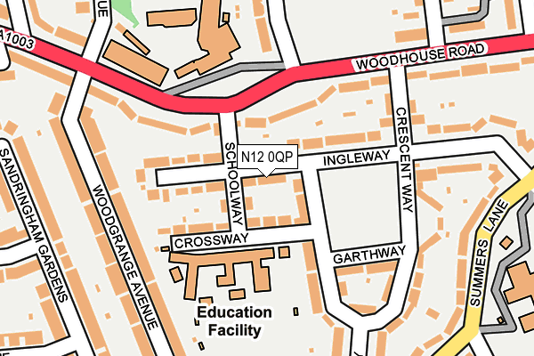 N12 0QP map - OS OpenMap – Local (Ordnance Survey)