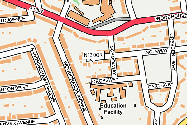 N12 0QR map - OS OpenMap – Local (Ordnance Survey)