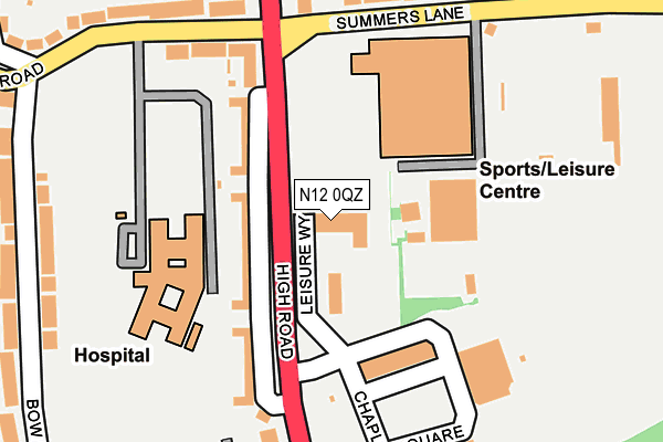 N12 0QZ map - OS OpenMap – Local (Ordnance Survey)