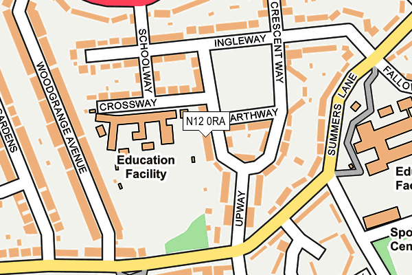 N12 0RA map - OS OpenMap – Local (Ordnance Survey)