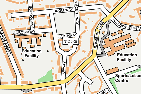 N12 0RB map - OS OpenMap – Local (Ordnance Survey)