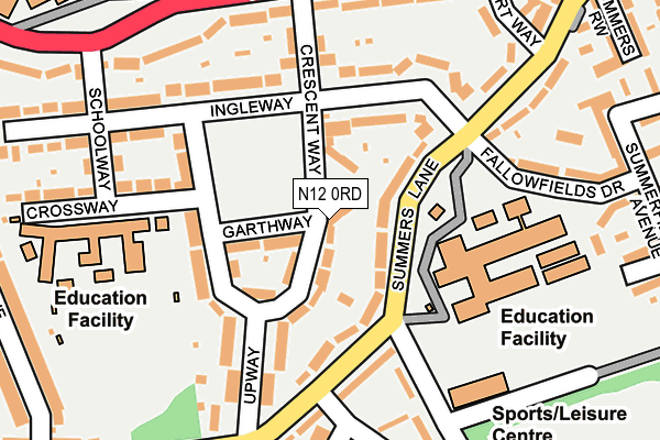 N12 0RD map - OS OpenMap – Local (Ordnance Survey)