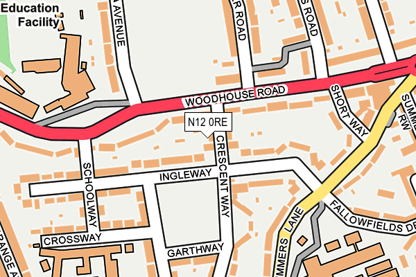 N12 0RE map - OS OpenMap – Local (Ordnance Survey)