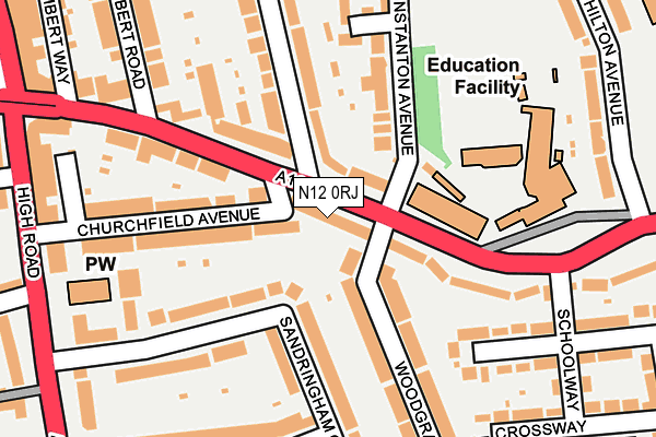 N12 0RJ map - OS OpenMap – Local (Ordnance Survey)