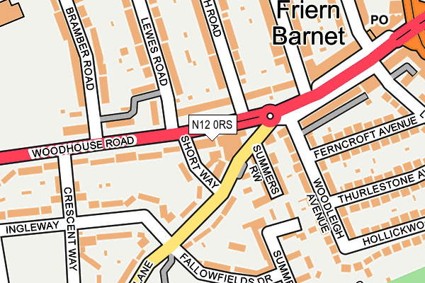 N12 0RS map - OS OpenMap – Local (Ordnance Survey)