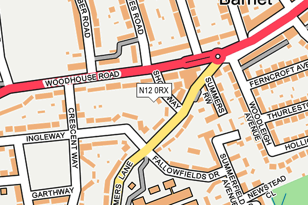 N12 0RX map - OS OpenMap – Local (Ordnance Survey)