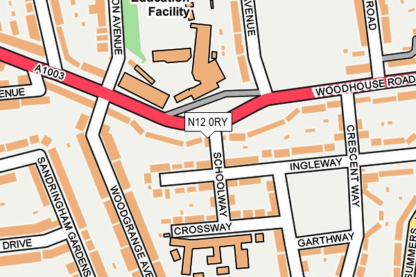 N12 0RY map - OS OpenMap – Local (Ordnance Survey)