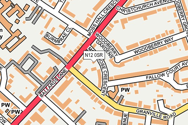 N12 0SR map - OS OpenMap – Local (Ordnance Survey)
