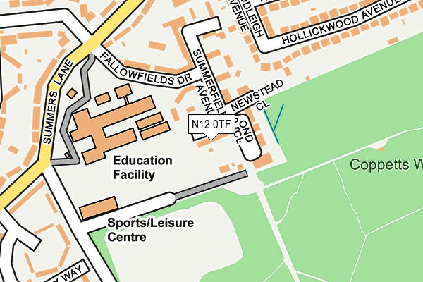 N12 0TF map - OS OpenMap – Local (Ordnance Survey)