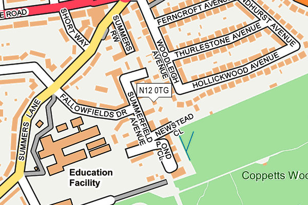 N12 0TG map - OS OpenMap – Local (Ordnance Survey)