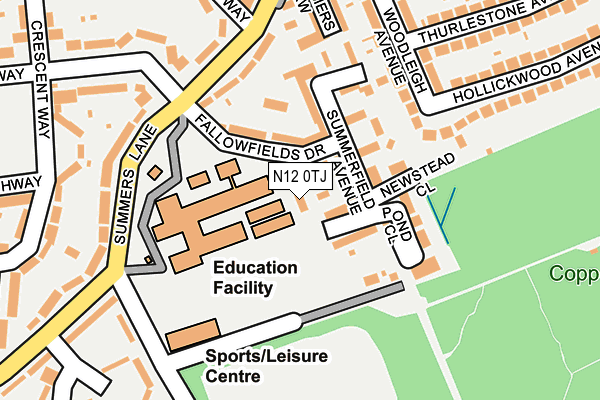 N12 0TJ map - OS OpenMap – Local (Ordnance Survey)