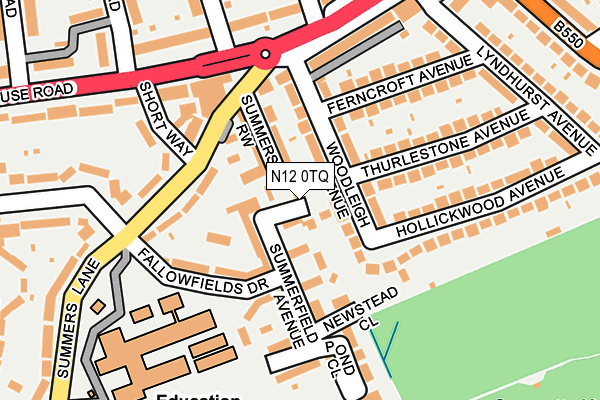 N12 0TQ map - OS OpenMap – Local (Ordnance Survey)