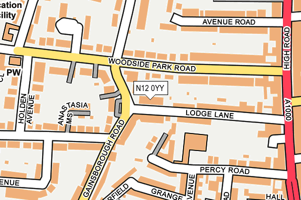 N12 0YY map - OS OpenMap – Local (Ordnance Survey)