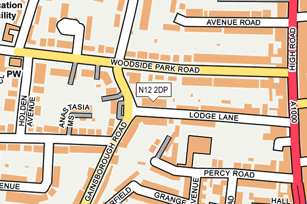 N12 2DP map - OS OpenMap – Local (Ordnance Survey)