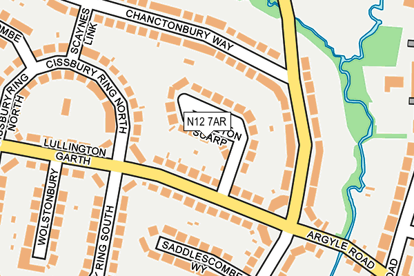 N12 7AR map - OS OpenMap – Local (Ordnance Survey)