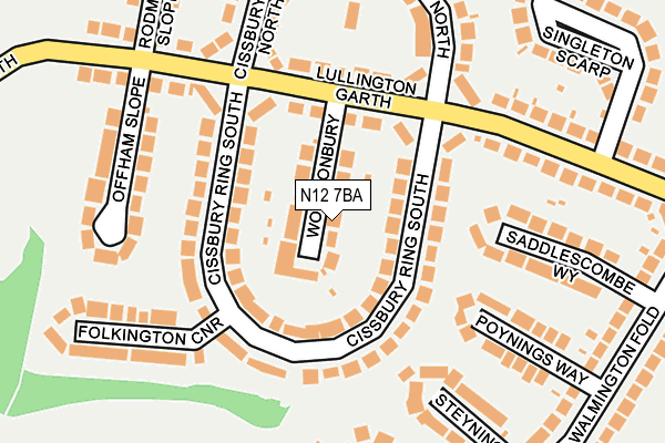 N12 7BA map - OS OpenMap – Local (Ordnance Survey)
