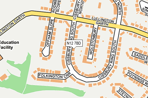 N12 7BD map - OS OpenMap – Local (Ordnance Survey)