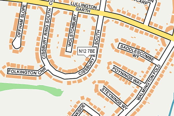 N12 7BE map - OS OpenMap – Local (Ordnance Survey)