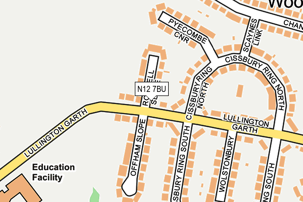 N12 7BU map - OS OpenMap – Local (Ordnance Survey)
