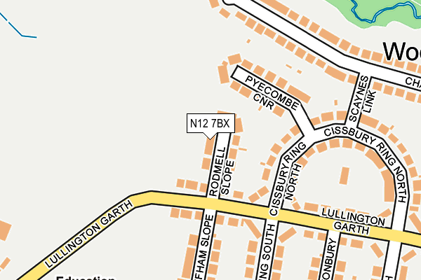 N12 7BX map - OS OpenMap – Local (Ordnance Survey)