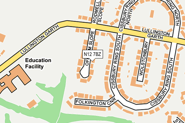 N12 7BZ map - OS OpenMap – Local (Ordnance Survey)