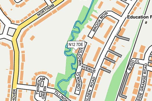 N12 7DE map - OS OpenMap – Local (Ordnance Survey)