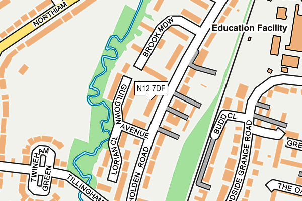 N12 7DF map - OS OpenMap – Local (Ordnance Survey)