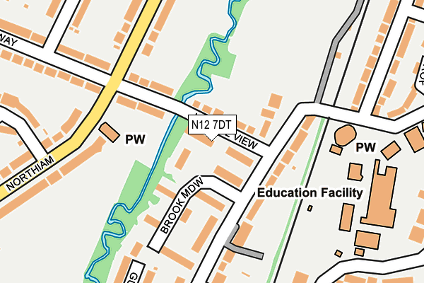 N12 7DT map - OS OpenMap – Local (Ordnance Survey)