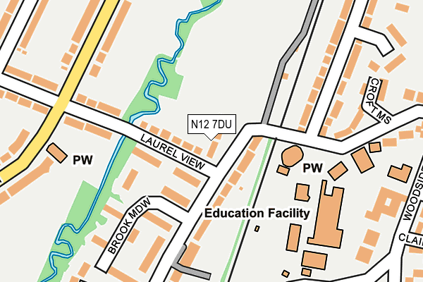 N12 7DU map - OS OpenMap – Local (Ordnance Survey)
