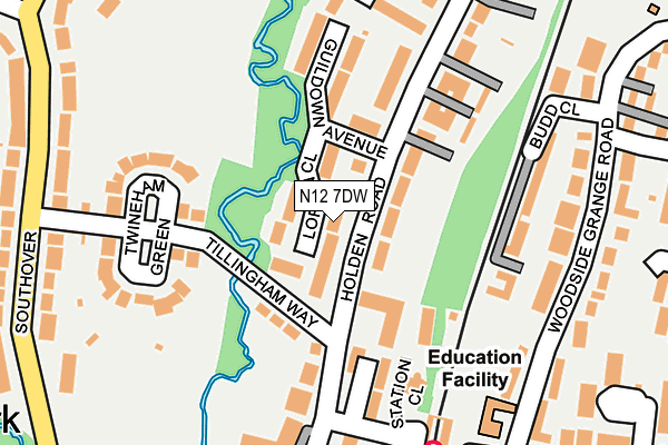 N12 7DW map - OS OpenMap – Local (Ordnance Survey)