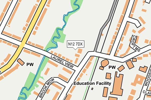 N12 7DX map - OS OpenMap – Local (Ordnance Survey)