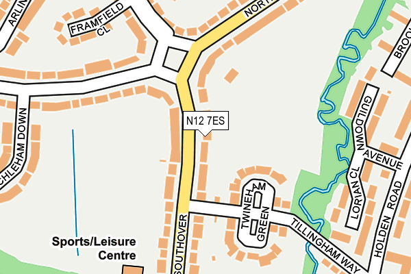 N12 7ES map - OS OpenMap – Local (Ordnance Survey)