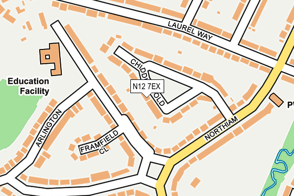 N12 7EX map - OS OpenMap – Local (Ordnance Survey)