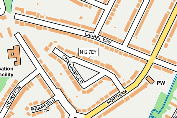 N12 7EY map - OS OpenMap – Local (Ordnance Survey)