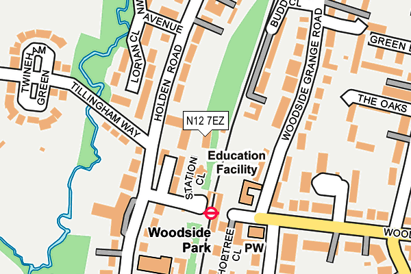 N12 7EZ map - OS OpenMap – Local (Ordnance Survey)