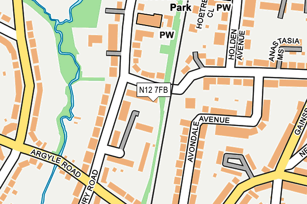 N12 7FB map - OS OpenMap – Local (Ordnance Survey)