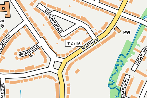 N12 7HA map - OS OpenMap – Local (Ordnance Survey)