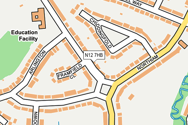 N12 7HB map - OS OpenMap – Local (Ordnance Survey)