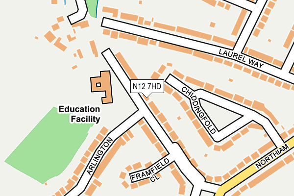 N12 7HD map - OS OpenMap – Local (Ordnance Survey)