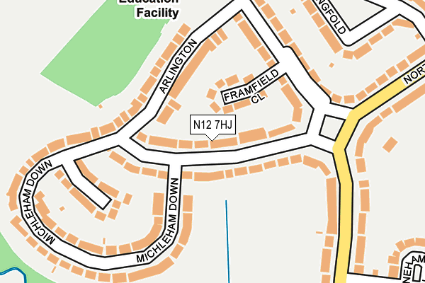 N12 7HJ map - OS OpenMap – Local (Ordnance Survey)