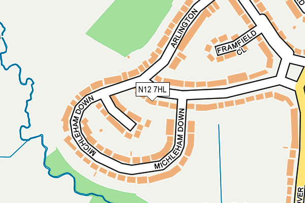N12 7HL map - OS OpenMap – Local (Ordnance Survey)