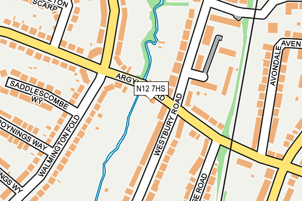 N12 7HS map - OS OpenMap – Local (Ordnance Survey)