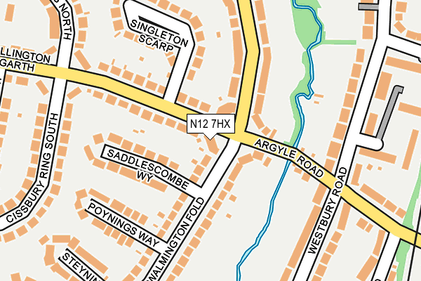 N12 7HX map - OS OpenMap – Local (Ordnance Survey)
